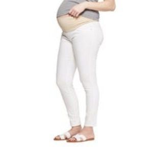 Maternity Crossover Panel White Skinny Jeans